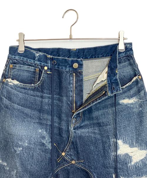 FUMITO GANRYU（フミトガンリュウ）FUMITO GANRYU (フミトガンリュウ) DAMAGED SARROUEL DENIM PANTS インディゴ サイズ:不明の古着・服飾アイテム