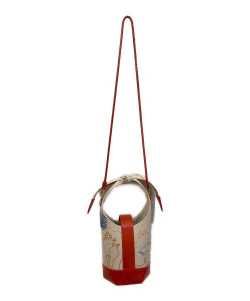 BALLEN PELLETTIERE（バレンペレッティエレ）BALLEN PELLETTIERE (バレンペレッティエレ) 2WAYショルダーバッグ ベージュ×レッドの古着・服飾アイテム