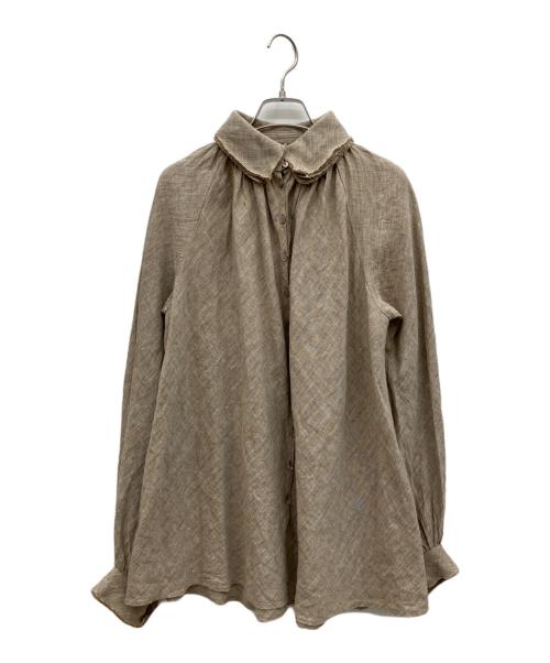 yunahica（ユナヒカ）yunahica (ユナヒカ) リネンフリルブラウス ベージュ サイズ:2の古着・服飾アイテム