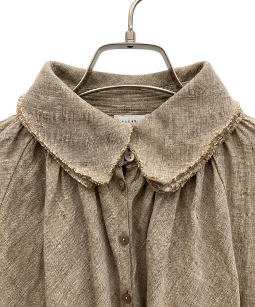 yunahica（ユナヒカ）yunahica (ユナヒカ) リネンフリルブラウス ベージュ サイズ:2の古着・服飾アイテム