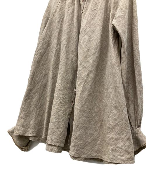 yunahica（ユナヒカ）yunahica (ユナヒカ) リネンフリルブラウス ベージュ サイズ:2の古着・服飾アイテム