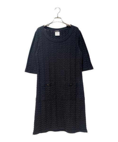 CHANEL（シャネル）CHANEL (シャネル) ココボタンニットワンピース ブラック サイズ:40の古着・服飾アイテム