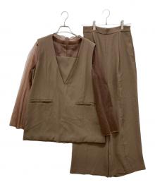 GIRL（ガール）の古着「チュールレイヤードトップス・タイトスカート セットアップ」｜ブラウン