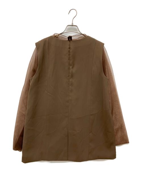 GIRL（ガール）GIRL (ガール) チュールレイヤードトップス・タイトスカート セットアップ ブラウン サイズ:Lの古着・服飾アイテム