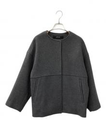 JOURNAL STANDARD（ジャーナルスタンダード）の古着「スーパー140ビーバーノーカラーショートコート」｜グレー