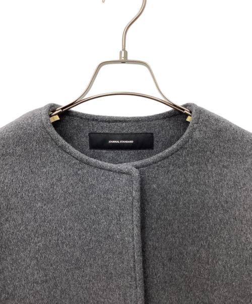 JOURNAL STANDARD（ジャーナルスタンダード）JOURNAL STANDARD (ジャーナルスタンダード) スーパー140ビーバーノーカラーショートコート グレー サイズ:36の古着・服飾アイテム