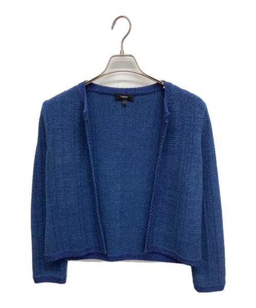 theory（セオリー）theory (セオリー) ミックスツイードノーカラージャケット ブルー サイズ:Ｓの古着・服飾アイテム