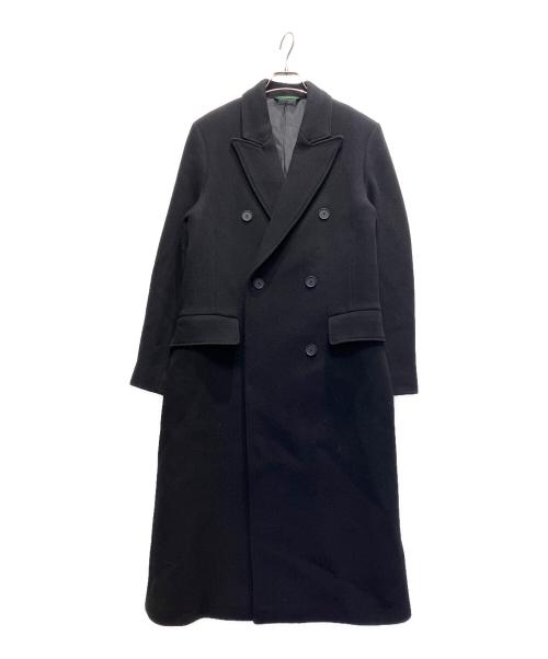 LACOSTE（ラコステ）LACOSTE (ラコステ) ダブルブレスト シェブロン ロング ウール ブレンド コート ネイビー サイズ:36の古着・服飾アイテム