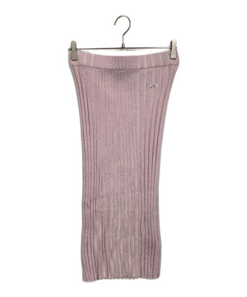 maison kitsune（メゾンキツネ）maison kitsune (メゾンキツネ) ベイビーフォックス パッチ リブ ミディスカート ピンク サイズ:Mの古着・服飾アイテム