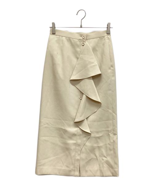 Loulou Willoughby（ルルウィルビー）Loulou Willoughby (ルルウィルビー) アシメフリルタイトスカート ベージュ サイズ:SIZE1 未使用品の古着・服飾アイテム