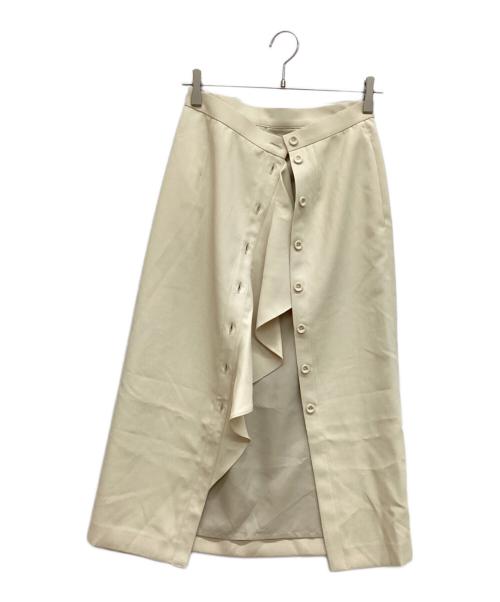 Loulou Willoughby（ルルウィルビー）Loulou Willoughby (ルルウィルビー) アシメフリルタイトスカート ベージュ サイズ:SIZE1 未使用品の古着・服飾アイテム