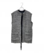 DRAWERドゥロワー）の古着「PRE1 ツイードノーカラージャケット」｜グレー