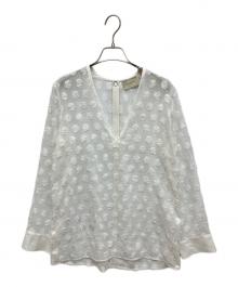 UNITED ARROWS（ユナイテッドアローズ）の古着「シアーラメジャガードブラウス」｜ホワイト