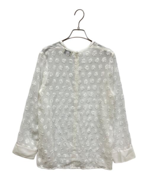 UNITED ARROWS（ユナイテッドアローズ）UNITED ARROWS (ユナイテッドアローズ) シアーラメジャガードブラウス ホワイト サイズ:Freeの古着・服飾アイテム