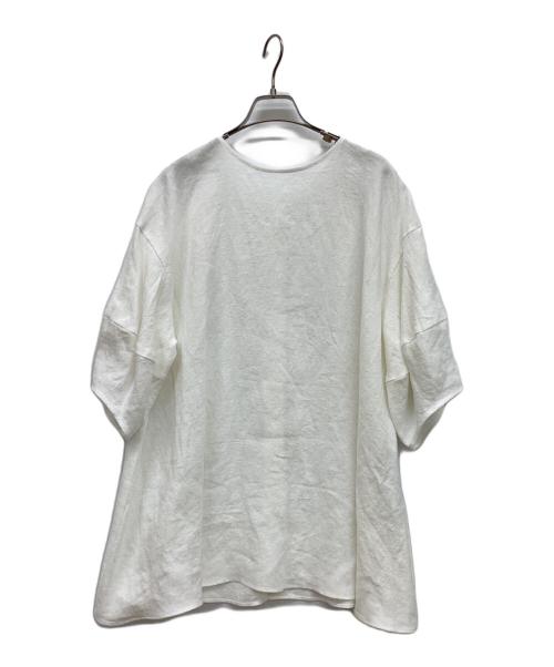 BEARDSLEY（ビアズリー）BEARDSLEY (ビアズリー) パールボタンリネン前後ブラウス ホワイト サイズ:FREEの古着・服飾アイテム