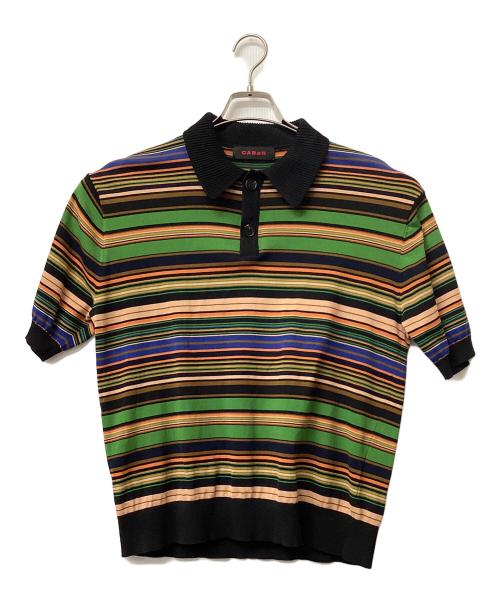 CABAN（キャバン）CABAN (キャバン) コットン マルチボーダー ポロプルオーバー グリーン サイズ:Mの古着・服飾アイテム