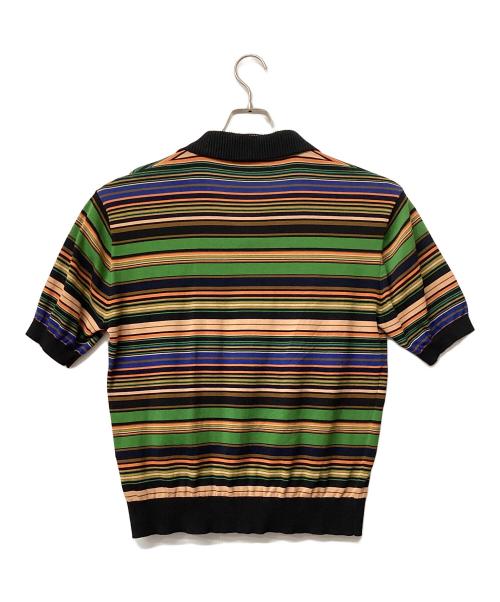 CABAN（キャバン）CABAN (キャバン) コットン マルチボーダー ポロプルオーバー グリーン サイズ:Mの古着・服飾アイテム