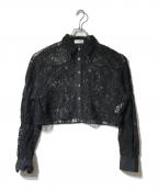 MAISON SPECIALメゾンスペシャル）の古着「Embroidery Lace Fabric Short Length Shirt」｜ブラック