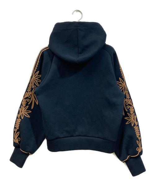 LOKITHO（ロキト）LOKITHO (ロキト) STUDIOUS (ステュディオス) コードエンブロイダリーフーディ ネイビー サイズ:2の古着・服飾アイテム