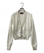 CABANキャバン）の古着「コットンカシミヤ パイピングVネックショートカーディガン」｜ホワイト