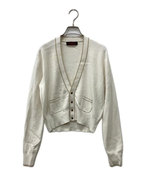 CABAN（キャバン）CABAN (キャバン) コットンカシミヤ パイピングVネックショートカーディガン ホワイト サイズ:Freeの古着・服飾アイテム