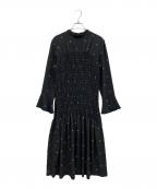 MUVEILミュベール）の古着「ツバメプリントワンピース」｜ブラック