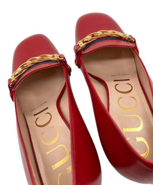 GUCCI（グッチ）GUCCI (グッチ) ミッドヒールパンプス レッド サイズ:34 1/2の古着・服飾アイテム