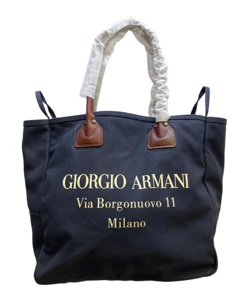 GIORGIO ARMANI（ジョルジオアルマーニ）GIORGIO ARMANI (ジョルジオアルマーニ) キャンバストートバッグ ネイビーの古着・服飾アイテム