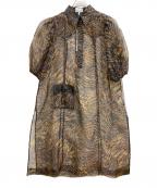 GANNIガニー）の古着「Tiger-Print Organza Dress」｜ブラウン