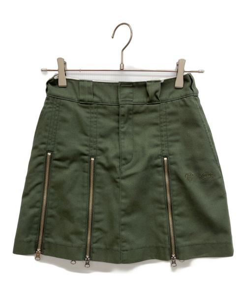Dickies（ディッキーズ）Dickies (ディッキーズ) HTH (エイチティーエイチ) ZIP MINI SKIRT　ジップミニスカート カーキ サイズ:S 未使用品の古着・服飾アイテム