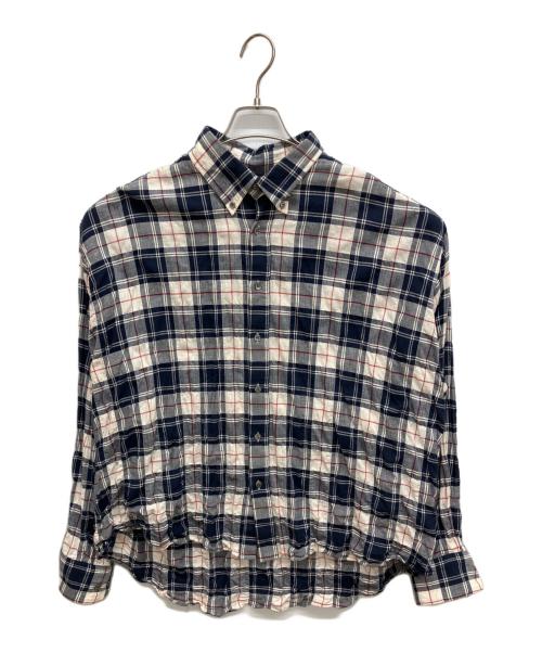 journal standard luxe（ジャーナルスタンダード ラックス）journal standard luxe (ジャーナルスタンダード ラックス) シャーリングチェック Big-BD-シャツ　ボタンダウンシャツ ネイビー サイズ:FREEの古着・服飾アイテム