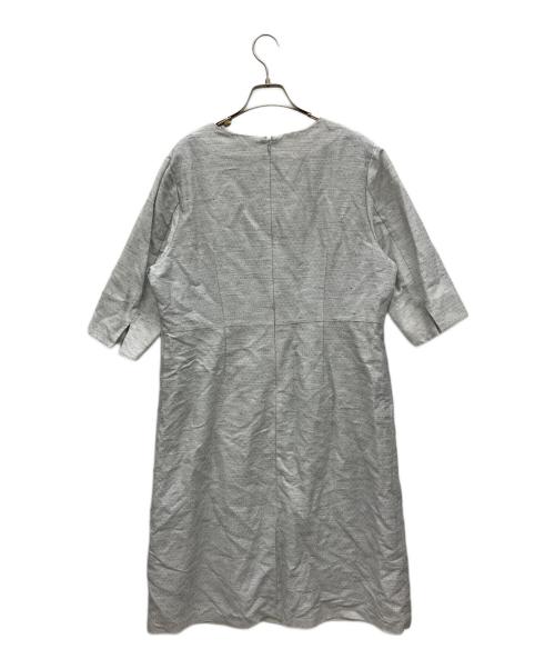 INDIVI（インディヴィ）INDIVI (インディヴィ) リネンキーネックワンピース グレー サイズ:15の古着・服飾アイテム