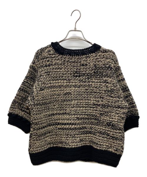 CLANE（クラネ）CLANE (クラネ) ドット ライン ハーフスリーブ ニット カーディガン ブラック サイズ:1の古着・服飾アイテム
