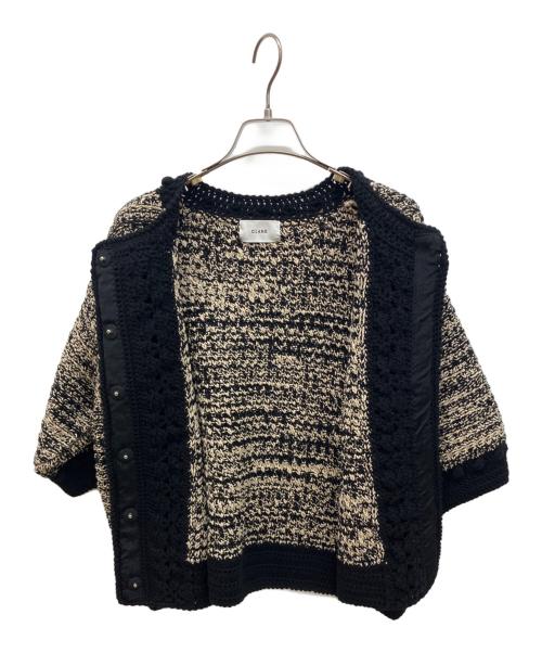 CLANE（クラネ）CLANE (クラネ) ドット ライン ハーフスリーブ ニット カーディガン ブラック サイズ:1の古着・服飾アイテム