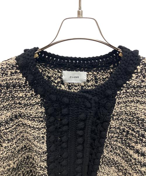 CLANE（クラネ）CLANE (クラネ) ドット ライン ハーフスリーブ ニット カーディガン ブラック サイズ:1の古着・服飾アイテム