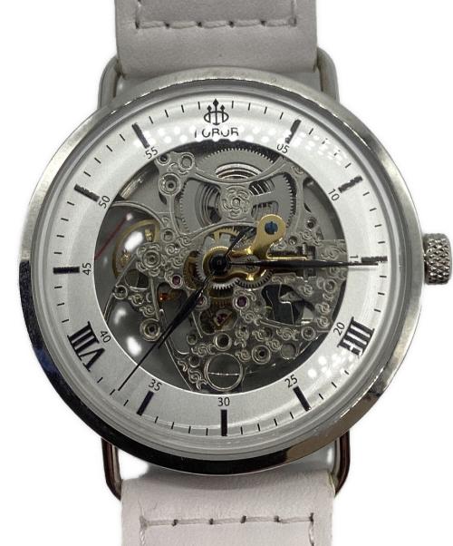 LOBOR（ロバー）LOBOR (ロバー) スケルトンウォッチ　	自動巻き　レザーベルト シルバーの古着・服飾アイテム