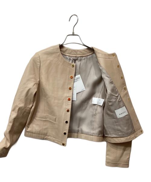 ANAYI（アナイ）ANAYI (アナイ) ラムレザードットボタン ジャケット ベージュ サイズ:38の古着・服飾アイテム