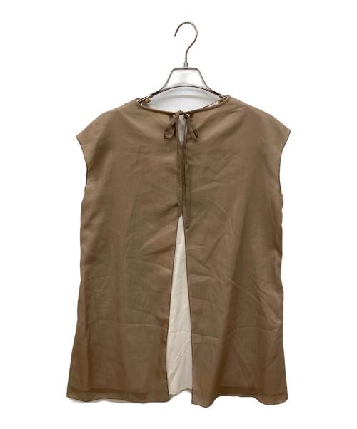 Leilian（レリアン）Leilian (レリアン) マジョリカプリーツレイヤードブラウス ベージュ サイズ:Mの古着・服飾アイテム