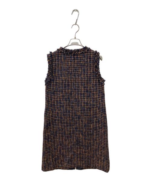 M'S GRACY（エムズグレイシー）M'S GRACY (エムズグレイシー) フロントジップツイードワンピース ネイビー サイズ:SIZE 40 未使用品の古着・服飾アイテム