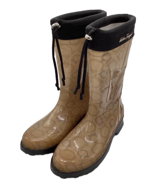 Salvatore Ferragamo（サルヴァトーレ フェラガモ）Salvatore Ferragamo (サルヴァトーレ フェラガモ) レインブーツ ベージュ サイズ:6の古着・服飾アイテム