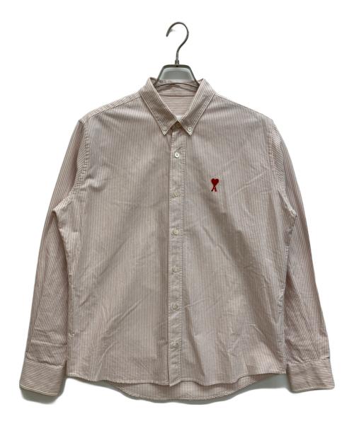AMI Alexandre Mattiussi（アミアレクサンドルマテュッシ）AMI Alexandre Mattiussi (アミアレクサンドルマテュッシ) ストライプBDシャツ ピンク サイズ:39の古着・服飾アイテム