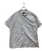 stussyステューシー）の古着「ストライプ半袖シャツ」｜ブルー