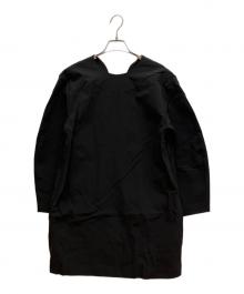 emmi atelier（エミアトリエ）の古着「ストレッチミニワンピース　ノーカラーワンピース」｜ブラック