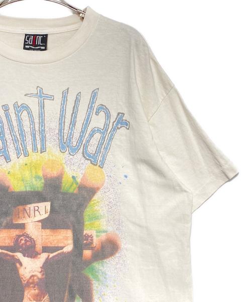 SAINT MICHAEL（セントマイケル）SAINT MICHAEL (セントマイケル) SS TEE / SAINT WAR / WHITE  オフホワイト サイズ:Lの古着・服飾アイテム
