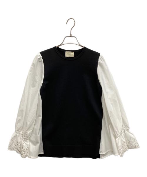 UNITED ARROWS TOKYO（ユナイテッドアローズトウキョウ）UNITED ARROWS TOKYO (ユナイテッドアローズトウキョウ) スカラップ コンビ スリーブ プルオーバー ホワイト サイズ:FREEの古着・服飾アイテム