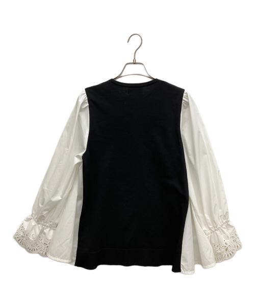 UNITED ARROWS TOKYO（ユナイテッドアローズトウキョウ）UNITED ARROWS TOKYO (ユナイテッドアローズトウキョウ) スカラップ コンビ スリーブ プルオーバー ホワイト サイズ:FREEの古着・服飾アイテム