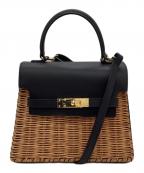 The Bagmatiザバグマティ）の古着「フラップショルダーカゴバッグ」｜ブラック×ベージュ