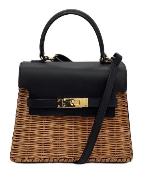 The Bagmati（ザバグマティ）THE BAGMATI (ザバグマティ) フラップショルダーカゴバッグ ブラック×ベージュ サイズ:下記参照の古着・服飾アイテム