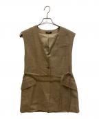 anuansアニュアンス）の古着「リネンミドルレングスジレ　ベスト」｜ブラウン