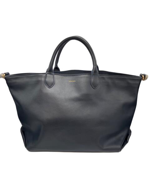 CELERI（セルリ）CELERI (セルリ) Tote Bag レザー × キャンバス リバーシブル トートバッグ ネイビーの古着・服飾アイテム